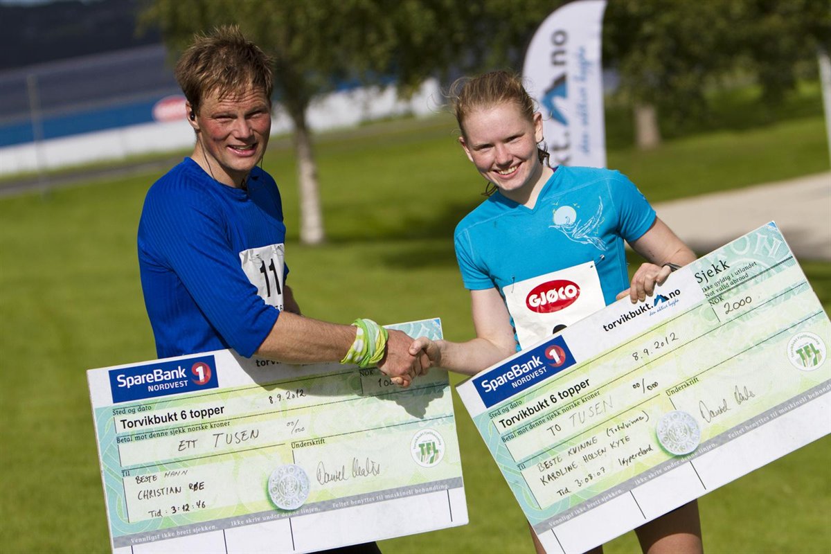 Christian Røe og Karoline Holsen Kyte ble vinnere av den niende utgaven av Torvikbukt 6 topper 2012.
